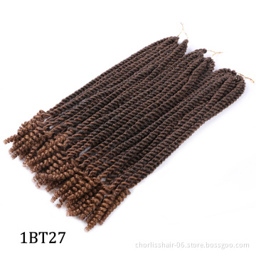 Wholesale 18'' 14'' Bug Ombre Dreadlocks Senegal Twist Spring Curly End Afro Synthetic Crochet Braiding Hair For Women Daily